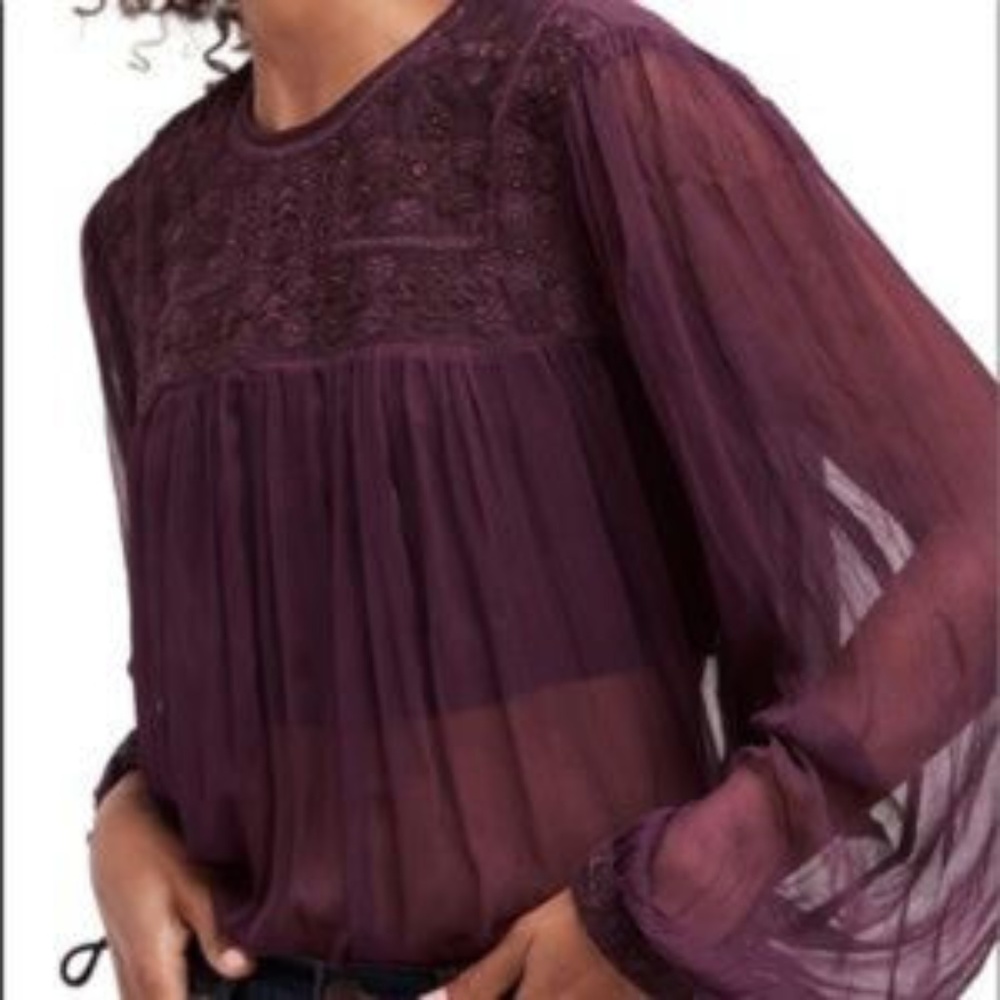 free people || night out embroidered blouse